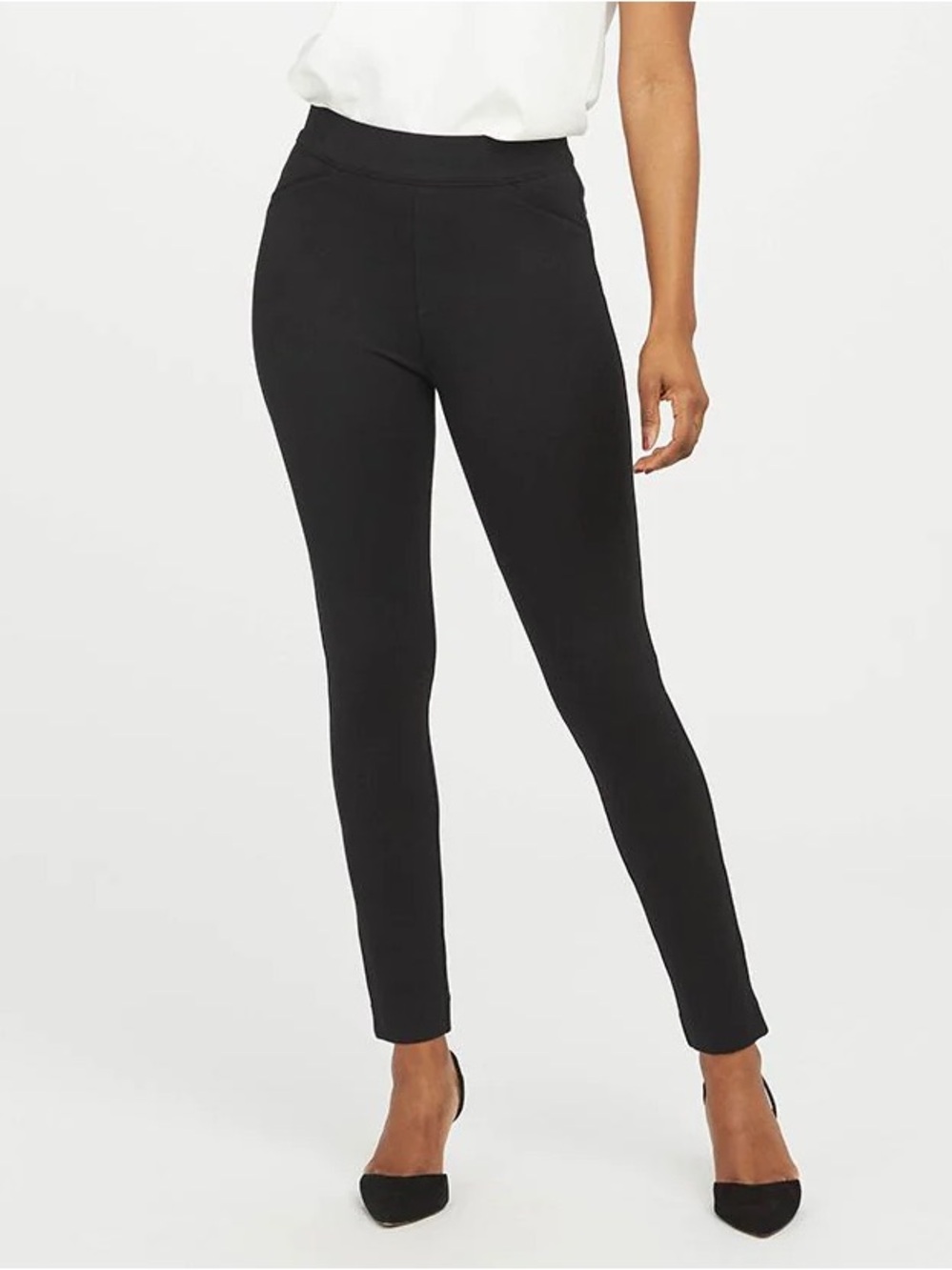Spanx Perfect Pant Ankle Backseam Skinny Black Medium 20251R Pull On Slimming